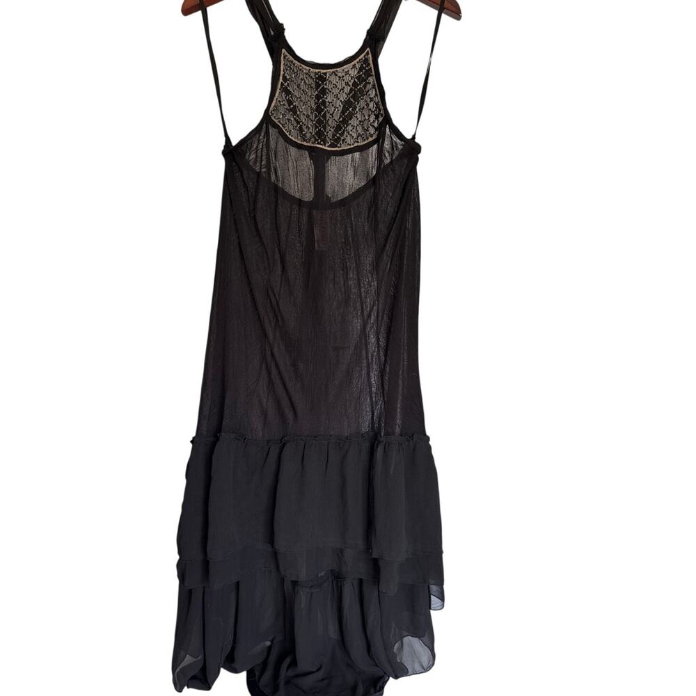 Free People Black Beaded Halter Swim Cover Up Dress Hi Low Small Petite SP NWT